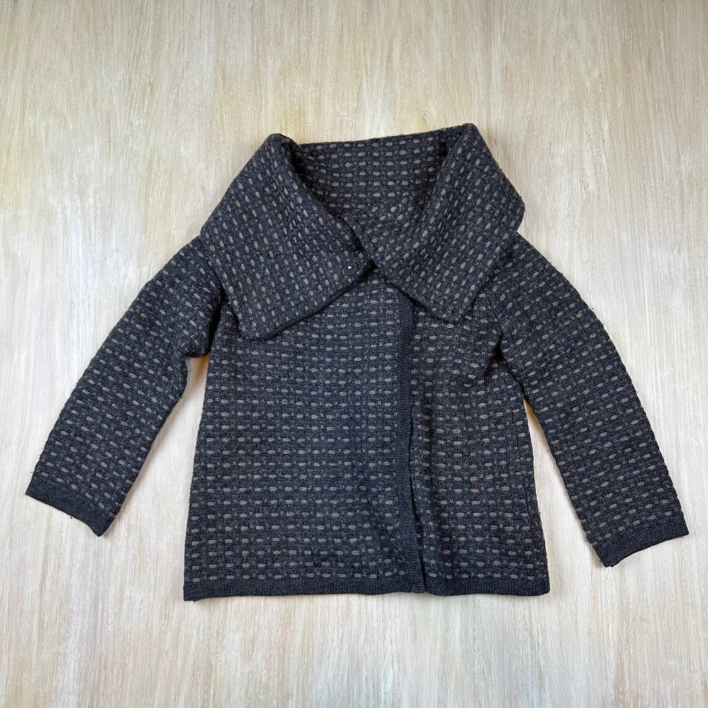 Banana Republic Gray Tan Asymmetrical Button Front Italian Yarn Jacket Small